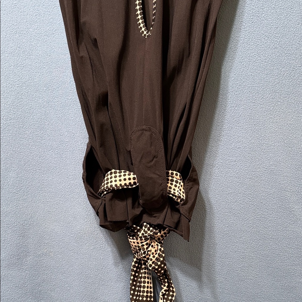 Black Sleeveless Top with Checkered Accents Open Back and Material Belt Size M - Picture 6 of 16